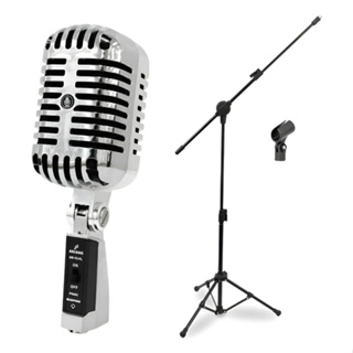 Microfone Arcano Vintage Series Am-v3-pl + Pedestal Pmv em Oferta na Shopee