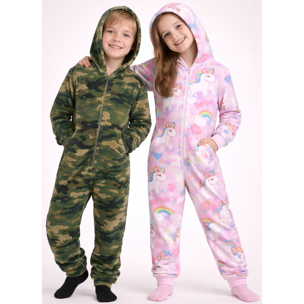 Kit 2 Macacão Pijama Bebê Soft Inverno Menina e Menino Estampas 3D Varias Estampas