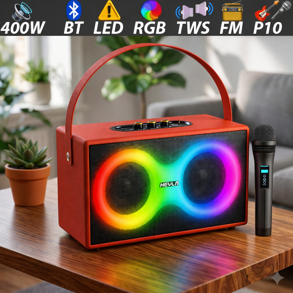 Caixa De Som 400W Potente Bluetooth IPX6 - Resistente à Água p/ Piscina e Lazer - LED RGB / USB em Oferta na Shopee