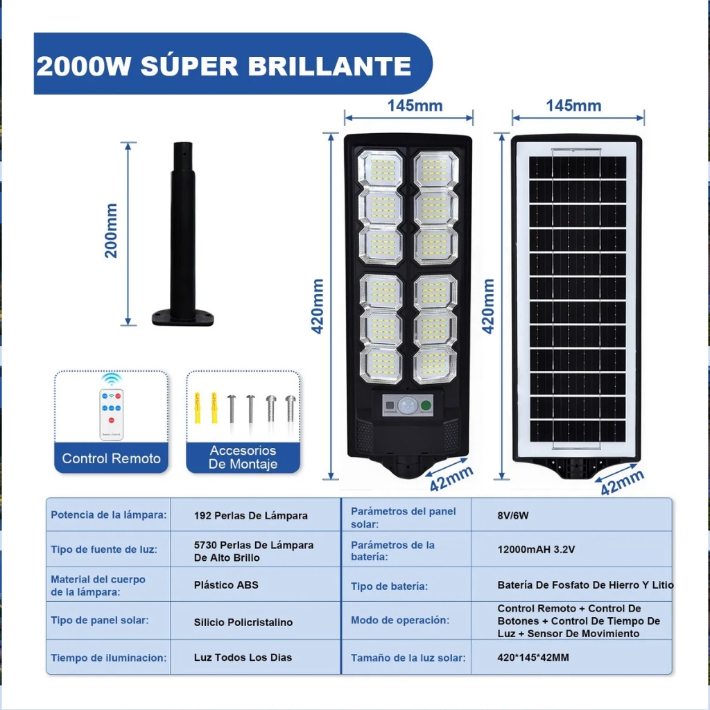 Luminária Solar LED 600W Sem Fio Com Painel Solar e Sensor De Movimento À Prova D’água