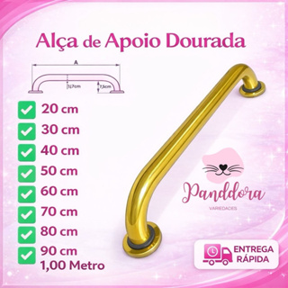 Corrimão Alça de Apoio Para Banheiro Segurança Idosos Alumínio 20cm até 1 Metro Dourada Brilhante em Oferta na Shopee