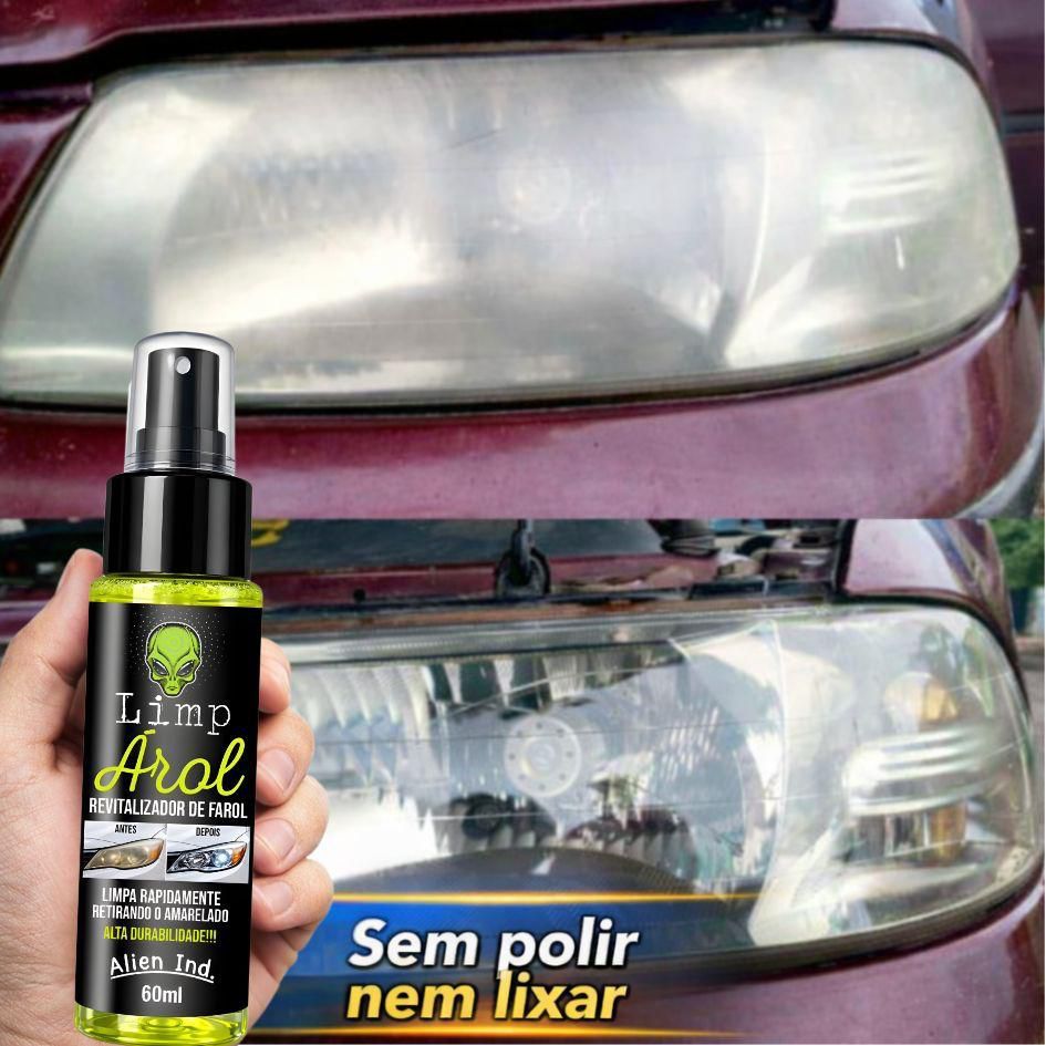 Revitalizador de Farol Automotivo Restaura Limpa Tira Amarelado e Riscos Efeito Polimento Alien Ind