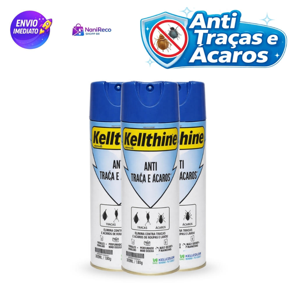 Anti Traças e Ácaros Spray 300ml – Elimina Traças e Ácaros de Roupas, Tecidos e Armários
