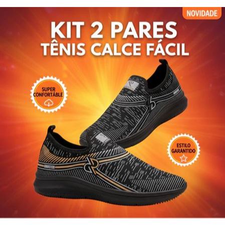 Kit 2 Pares Tênis Masculino de Nylon Esportivo | Ultra Leve, Resistente e Confortável | 34 ao 43