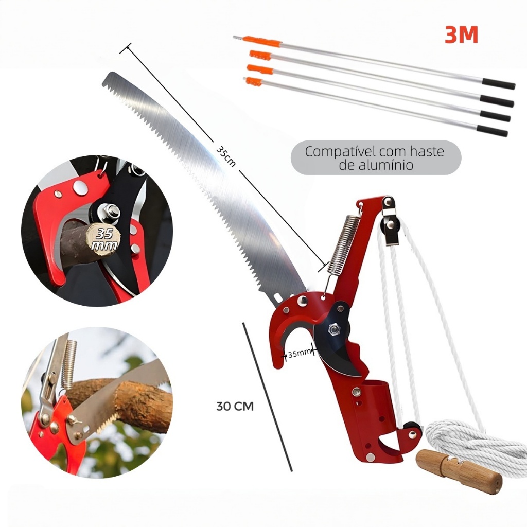Podador De Galhos Altos 2 Em 1 Serra E Poda,Alta Durabilidade, Corte Fácil e Economia de Esforço em Oferta na Shopee