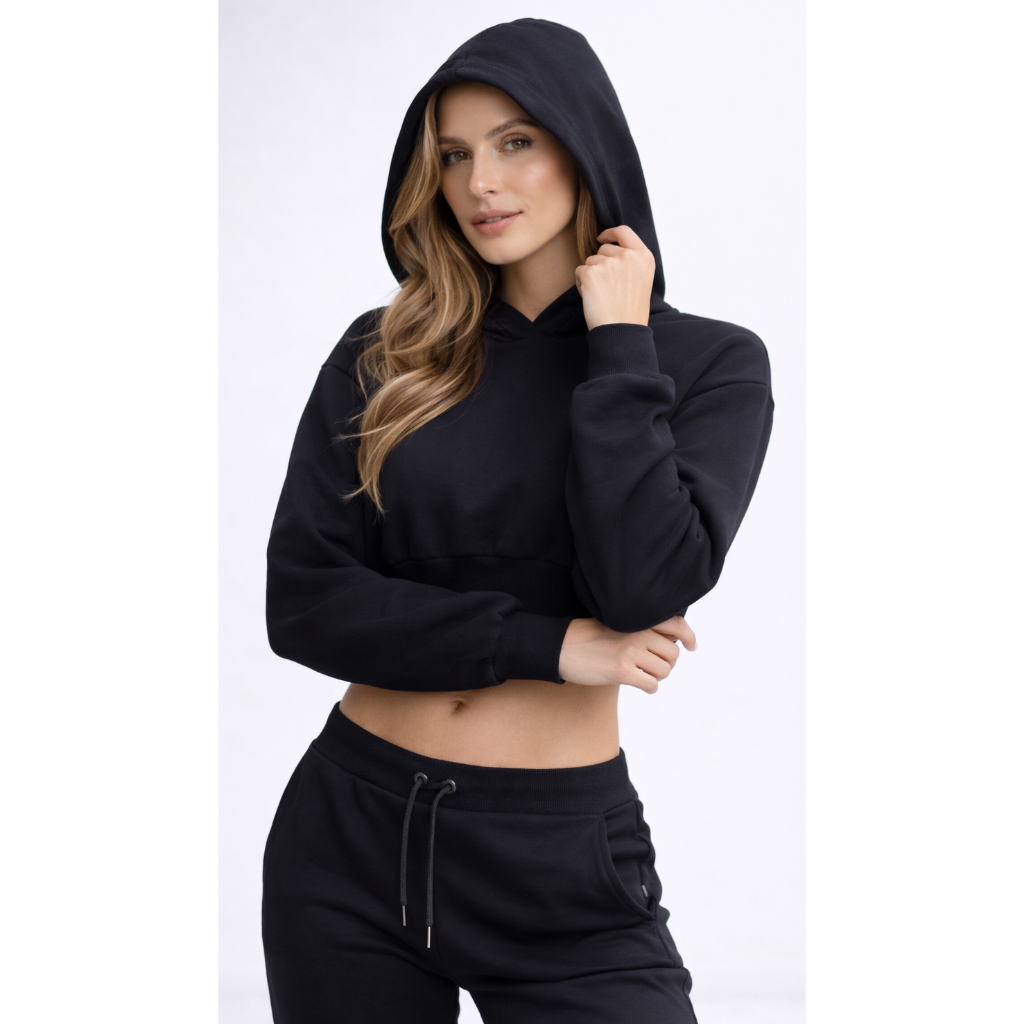 Cropped de Moleton Moda Inverno 2022 Blusa de Frio Modelo Blogueirinha 2022