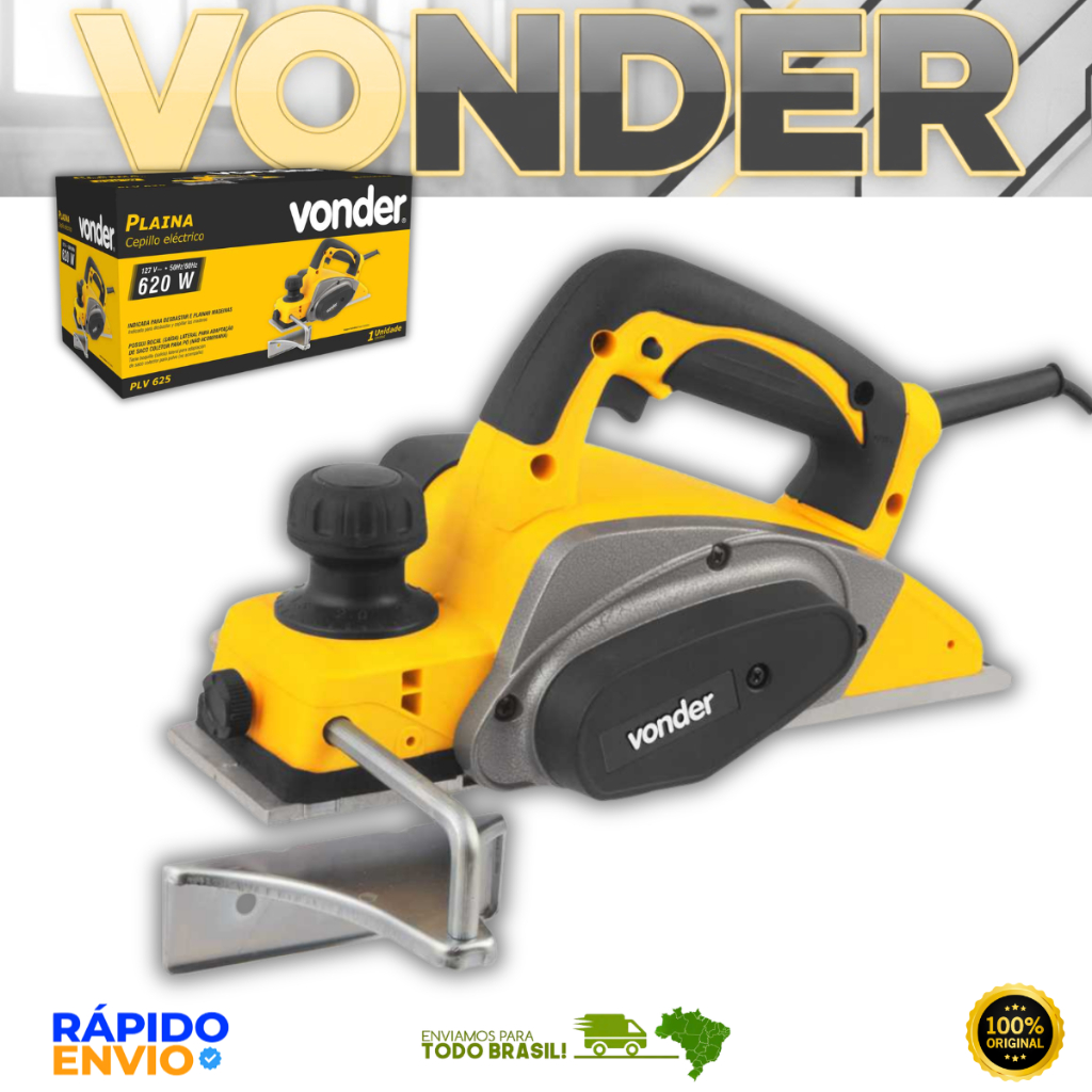 Plaina Elétrica Manual 620W Afiar Desbastar e Plainar Madeiras Resistente Oferta Vonder Profissional