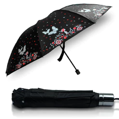 Guarda-Chuva Portátil Blackout Proteção Solar Anti-UV de Grande Cobertura Dobrável Dupla Camada Personalizado 5 Cores