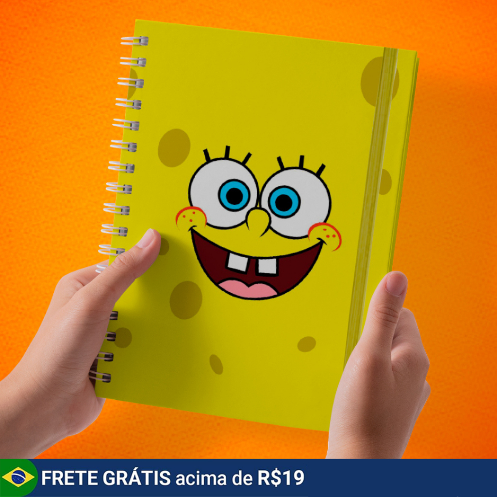 Caderno Bob Esponja Caderno Escolar Anotações organização Caderno Pautado