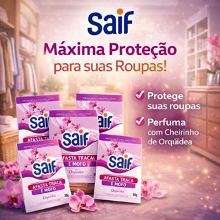 Afasta Traça e Mofo Perfumado Orquídea  30G Saif - Antimofo e Antitraça Perfumado Para Roupeiros em Oferta na Shopee