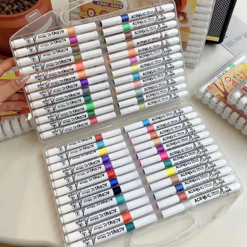 Kit 24/36/48/60 Caneta Marcadora Acrílica a Prova Dagua Cerâmica Madeira Metais Tecido Tenis em Oferta na Shopee