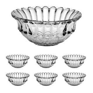 Kit 6 jogo de Sobremesa + 1 Bowl Konia em Vidro Relevo Dumiat 240ml em Oferta na Shopee