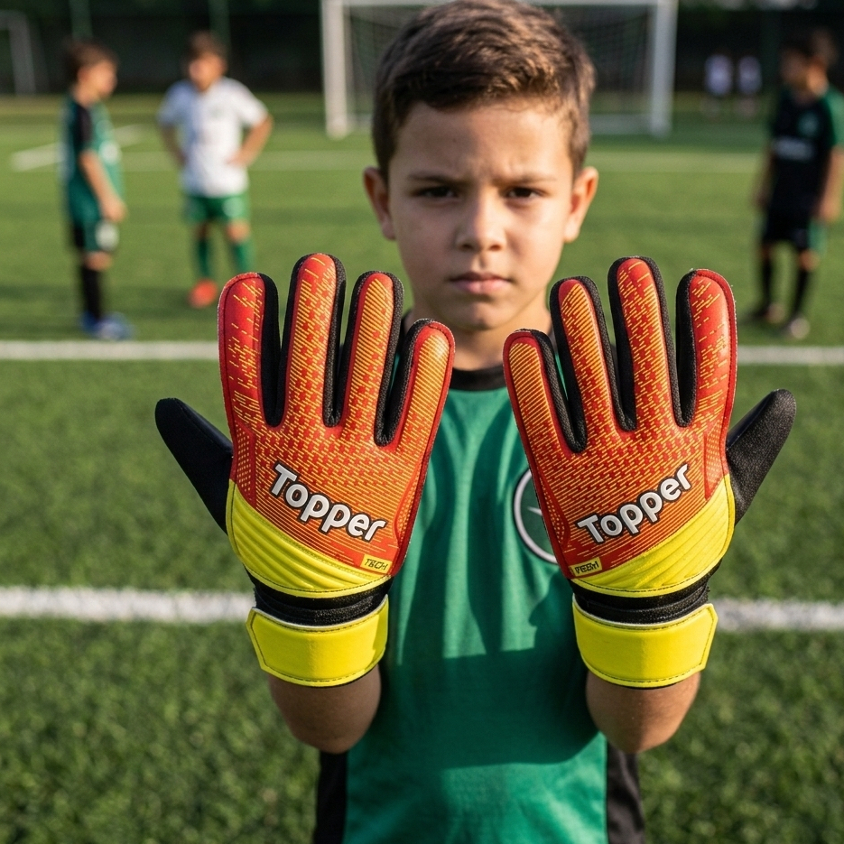 Luva Goleiro Infantil Topper Laranja Alta Aderência