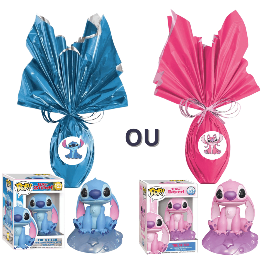 Kit Ovo de Páscoa 250g Boneco Lilo Stitch Angel Chocolate ao Leite Rosa e Azul em Oferta na Shopee