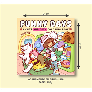 Livro de Colorir FUNNY DAYS com 44 Páginas de 21x21cm 150g em Oferta na Shopee
