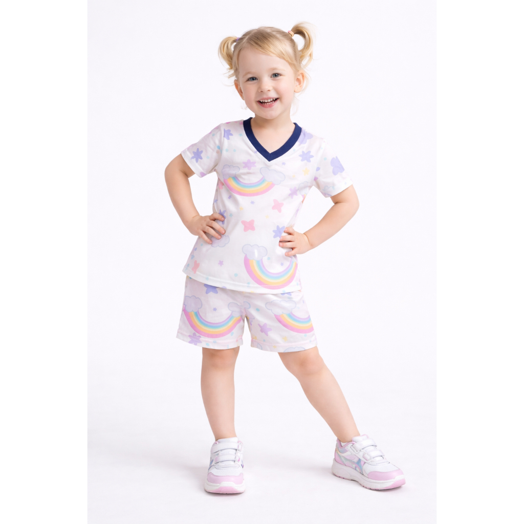 Conjunto Infantil Menina Blusa + Shorts Casual – Tecido Macio, Confortável, Look Estiloso para Passeio e Dia a Dia