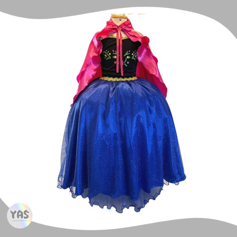 fantasia cosplay vestido ana anna elsa frozen com acessórios