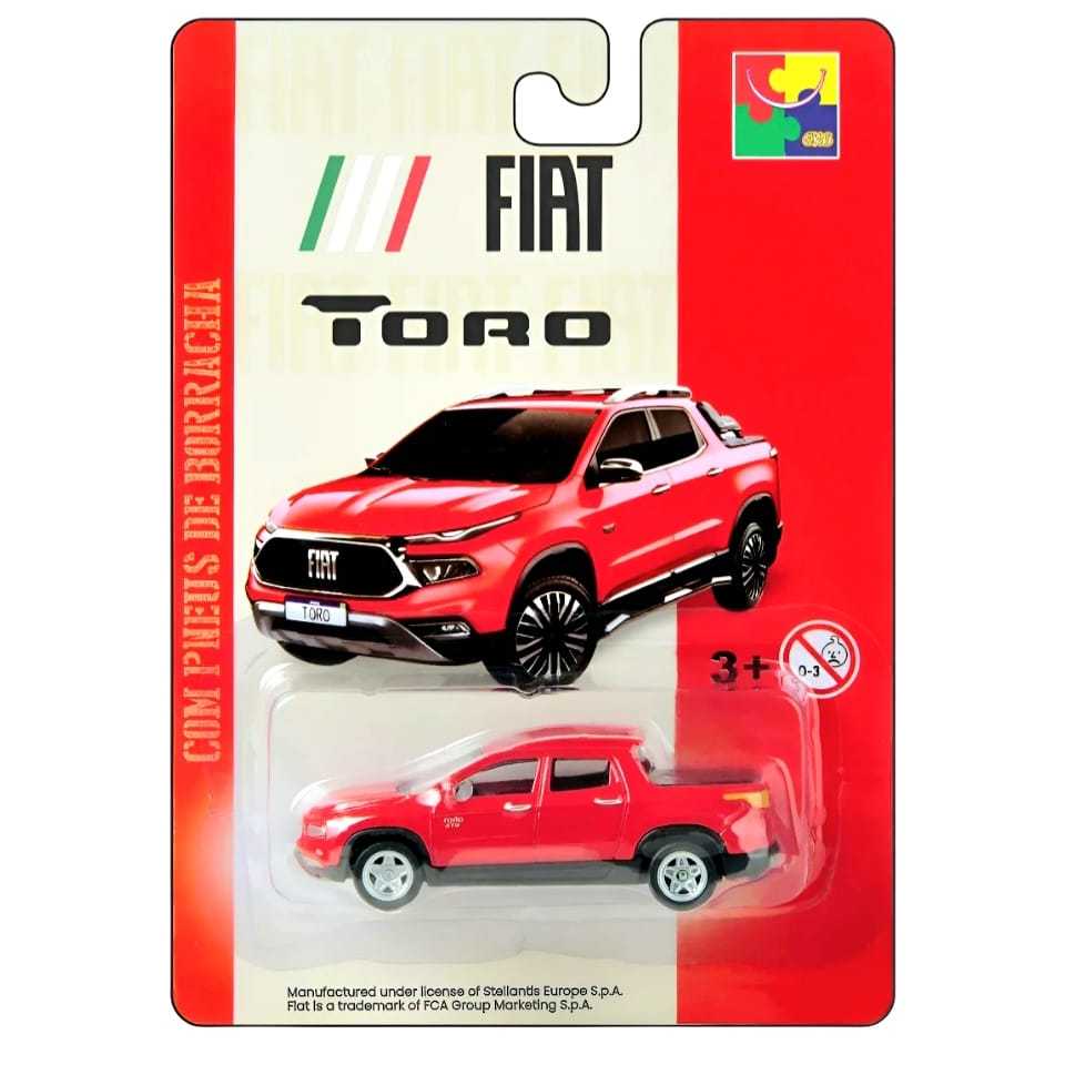 Miniatura Metal Fiat Toro 1/64 Licenciada FIAT com Pneus de borracha Acabamento Premium Cks