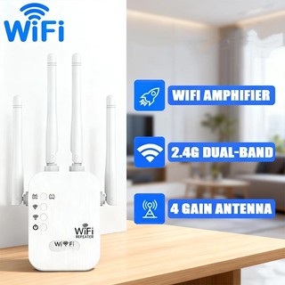 Repetidor Wi-Fi 4 Antenas 300Mbps Amplificador de Sinal Cor Branco Ideal para Casa e Escritório G8
