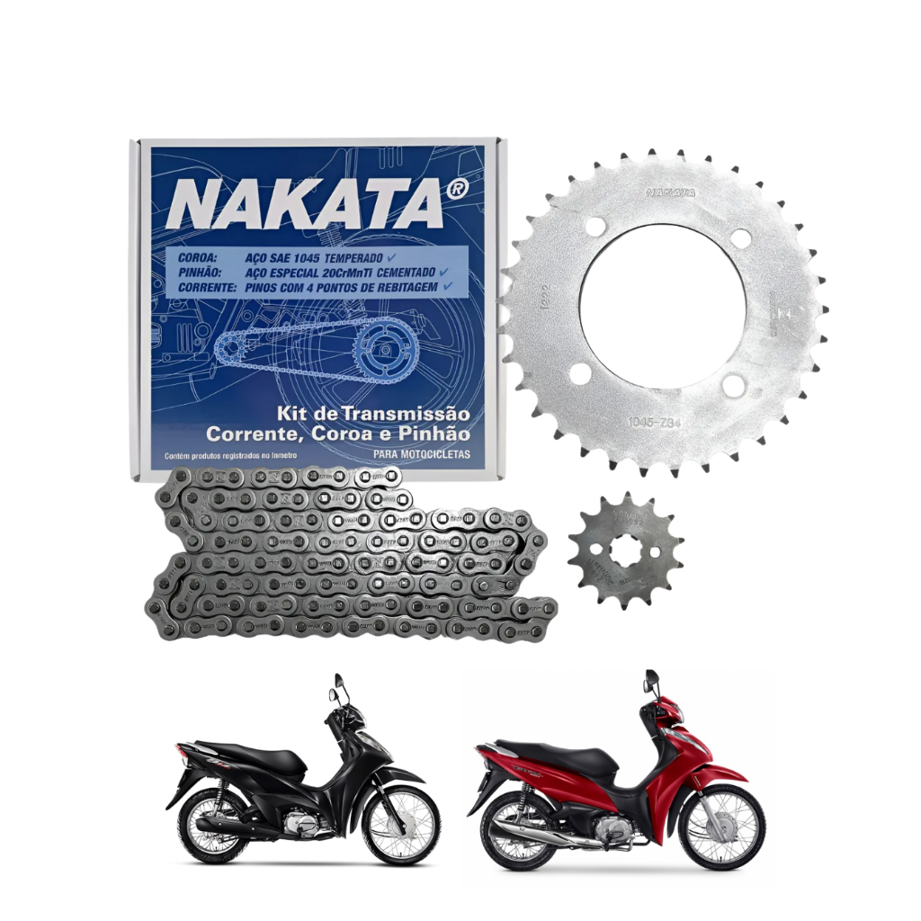 Kit Relação Transmissão Honda Biz 125 2005 2006 2007 2008 2009 2010 2011 2012 2013 2014 2015 Nakata