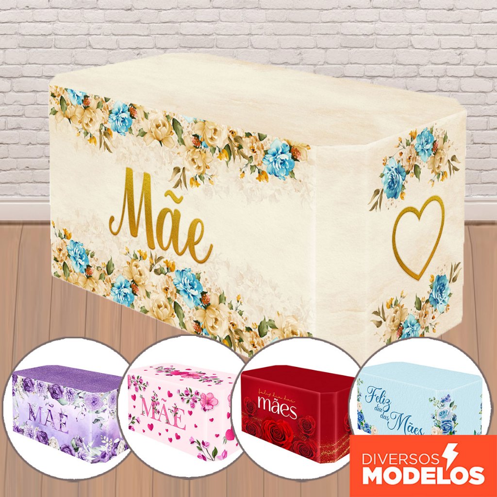 Capa Forro de Mesa Decoração Dia Das Mães Festa Em Tecido Veste Fácil Sublimado em Oferta na Shopee