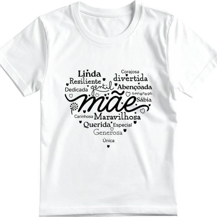 Camiseta branca manga curta, dia das mães, amor de mãe, mãe de dois, mãe de menino, mãe de menina, envio rápido.