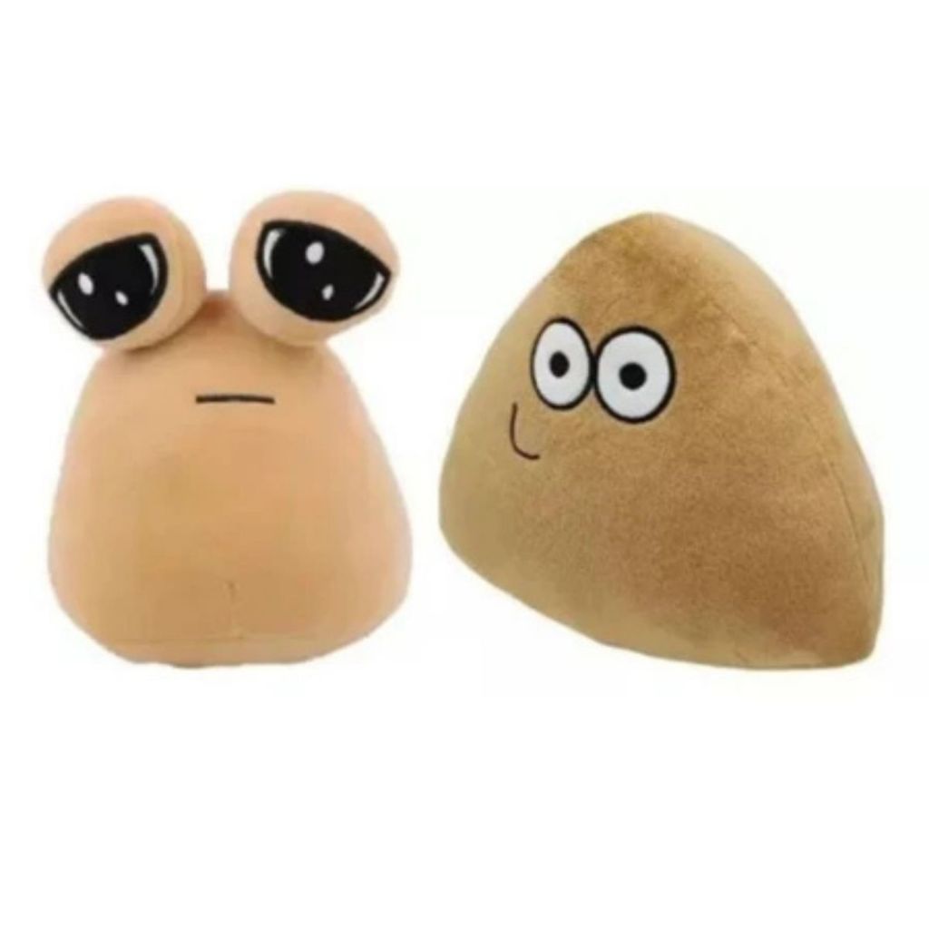 Brinquedo Pelucia Pou + Pou Bebe Feliz Boneco Infantil Decorativo Jogo Kit
