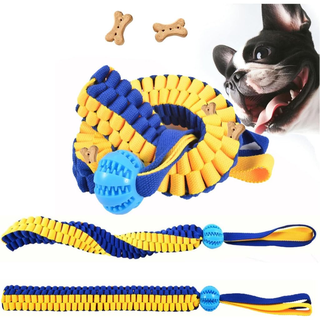 Brinquedo Mordedor Interativo Cães Esconde Petiscos Cabo de Guerra Anti-estresse Resistente