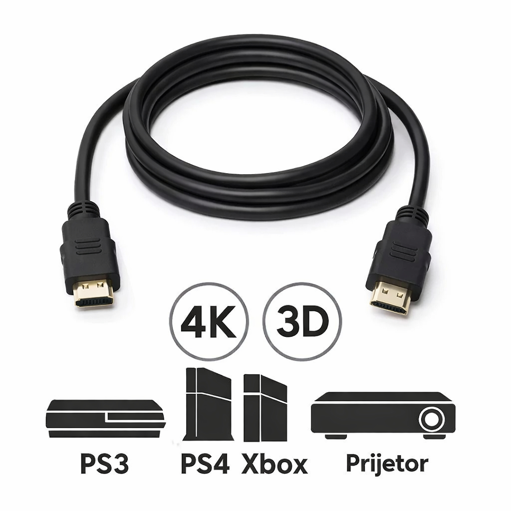 Cabo HDMI 2 Metros 2.0 Full HD 4K Preto Para TV, Projetor, Monitor imagem Kit ou unidade