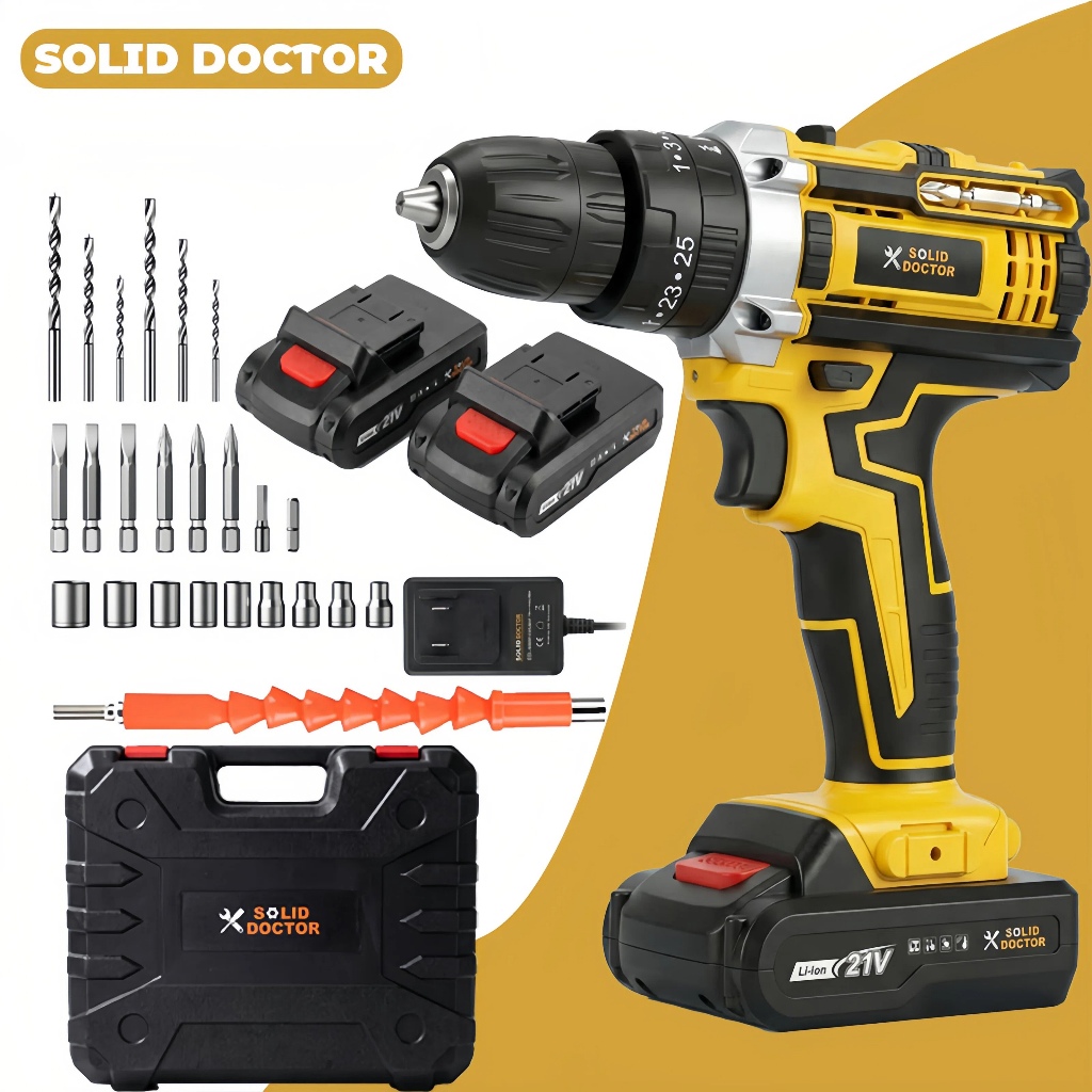 Parafusadeira Furadeira 35NM Impacto Sem Fio Recarregáveis 2 Bateria Com Kit 28 Acessórios e Maleta em Oferta na Shopee