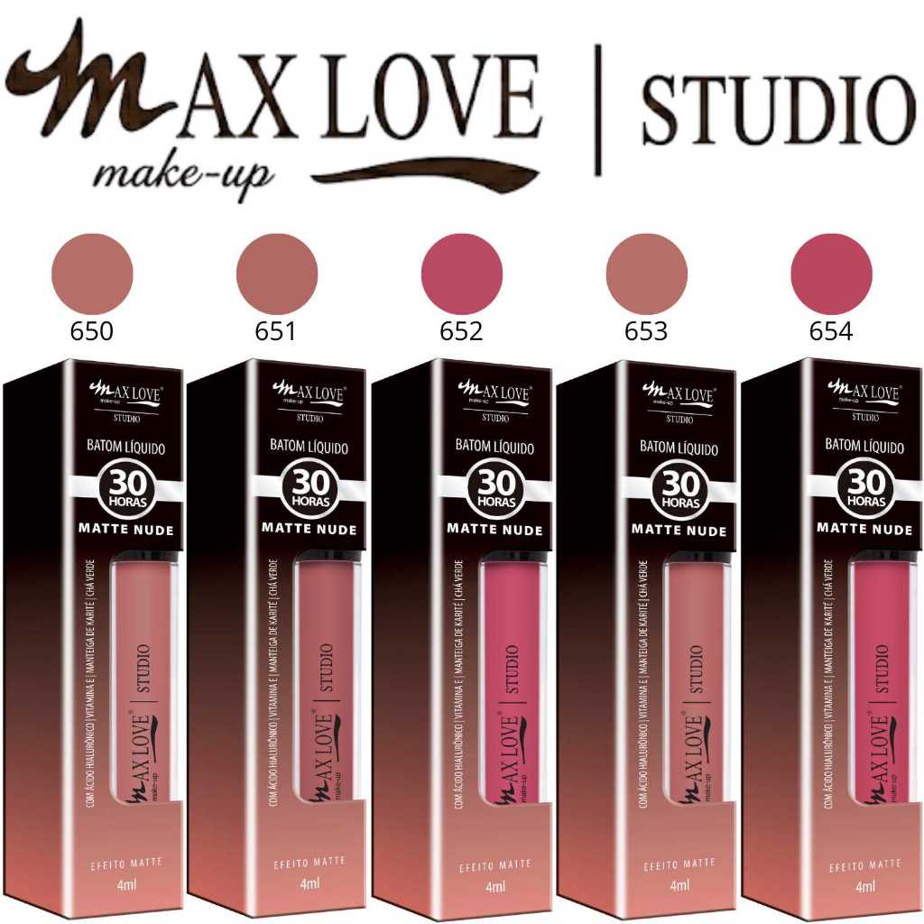 Novo Batom Líquido Linha Matte Nude 30 Horas, do 650 ao 673 - Max Love