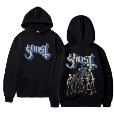 Blusa de Frio Banda Ghost Moletom com Capuz Caveiras Algodão Flanelado Casaco Rock Unissex