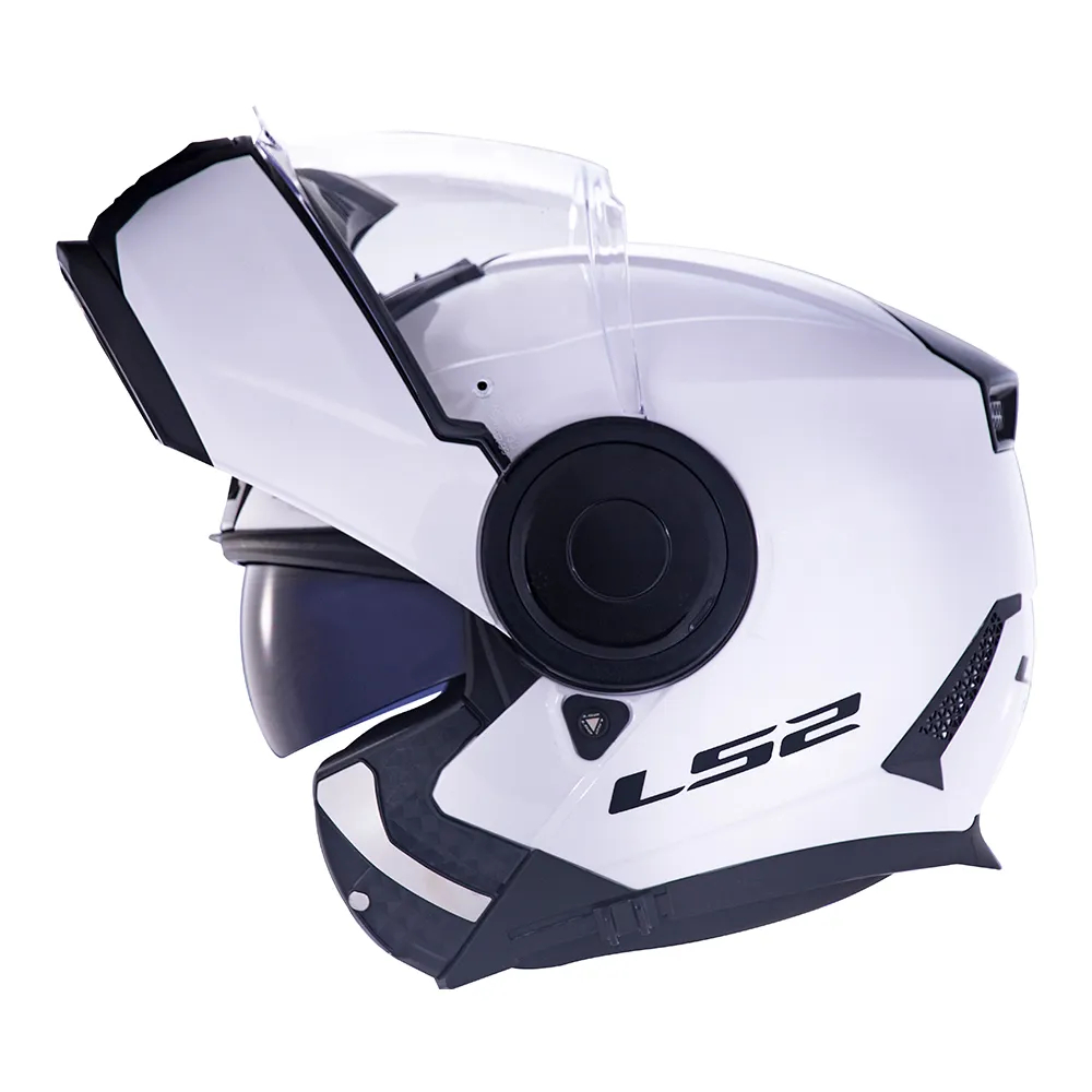 Capacete LS2 Scope FF902 Monocolor Articulado Escamoteável Robocop Óculos Solar Branco