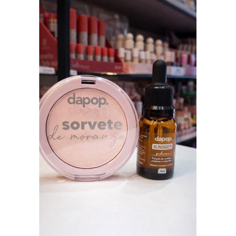Dupla Perfeita Dapop – Blush Sorvete de Morango + Blindagem Poderosa Fixador de Maquiagem