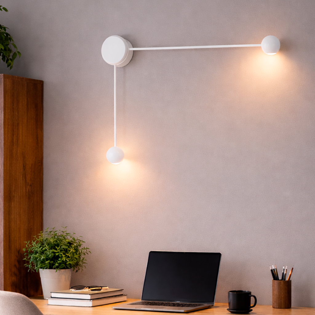 Arandela Led Articulada Dupla Max ou Mini Zênit 5w ou 10w 2700k Branco Quente Bivolt Ip20 Branco ou Preto Seed