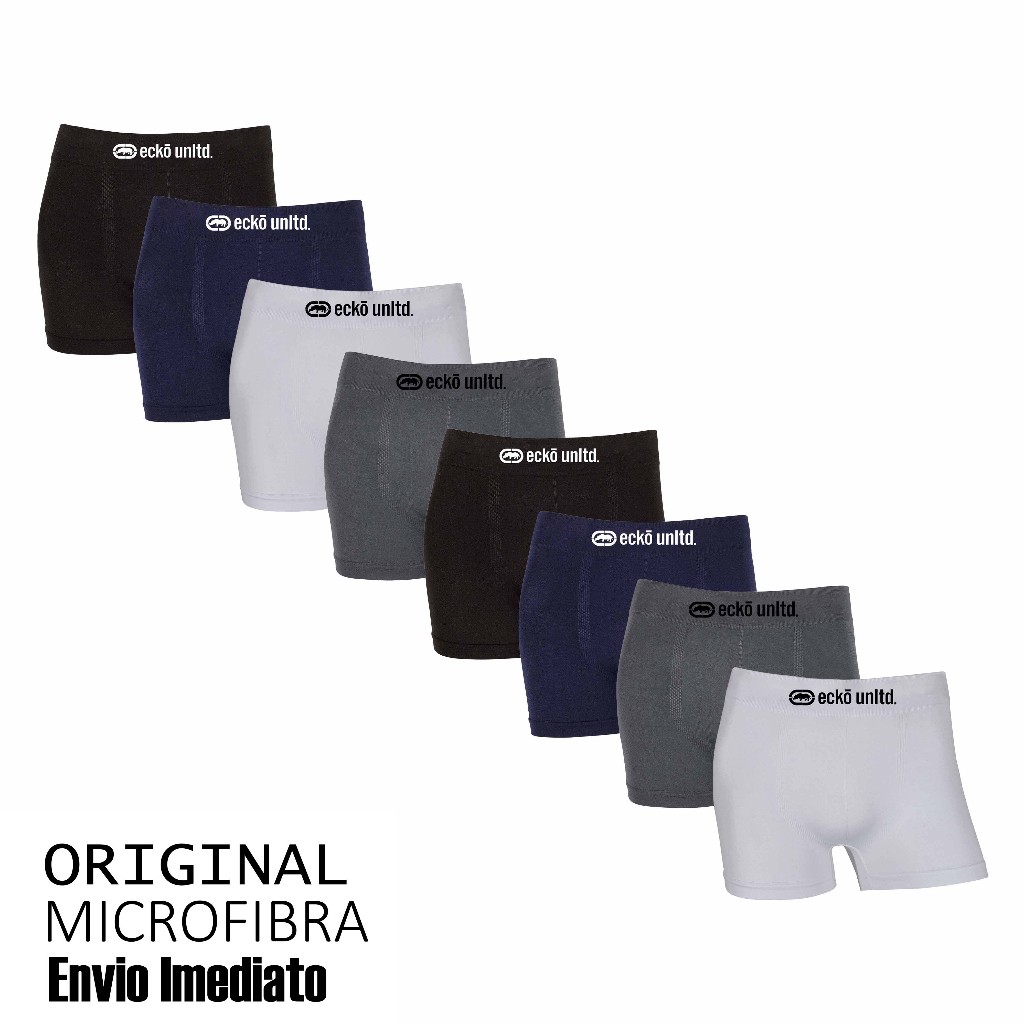 Kit 4 ou 8 cuecas boxer Ecko Original Sem Costura Microfibra
