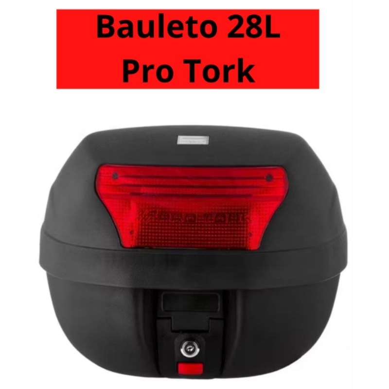 Baú Moto 28 Litros Pro Tork Smart Box C/ Kit Fixação Base Universal Motoboy Caixa Reforçada