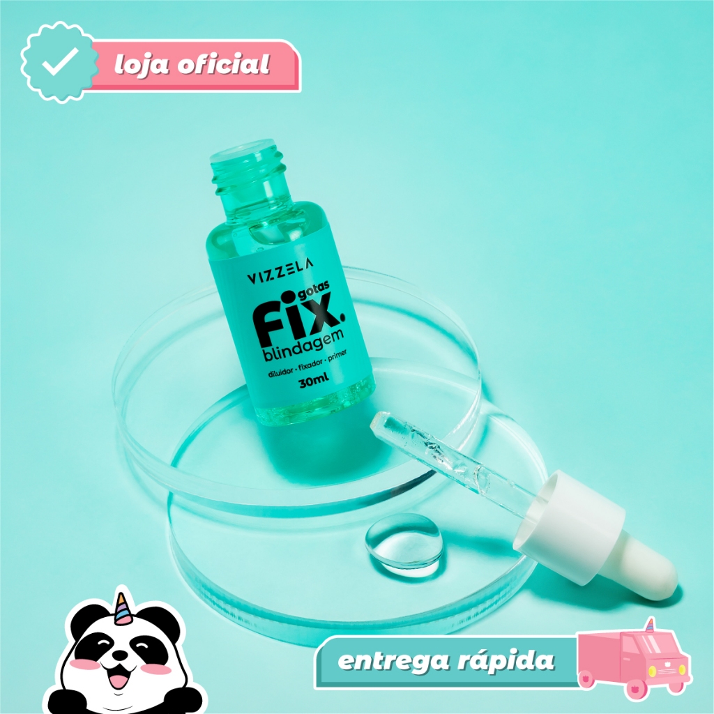 Imagem Gotas Fix Blindagem Diluidor Maquiagem Prova D'Água Vegano Original Vizzela