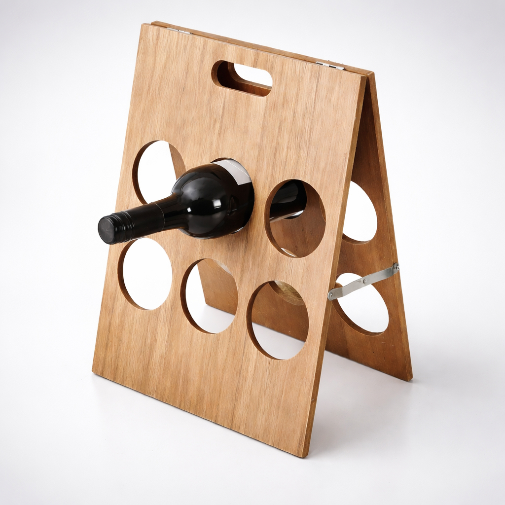 Suporte Adega Vinho Madeira Para 6 Garrafas Dobrável Porta Vinho Mesa Bancada