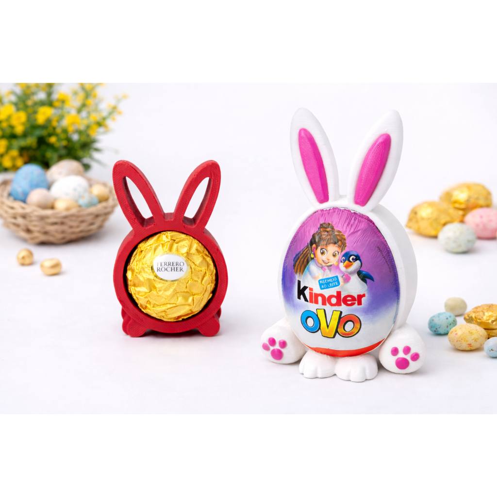 Porta Chocolate Coelho Páscoa | Suporte Ferrero Rocher / Kinder Ovo | Lembrancinha Criativa