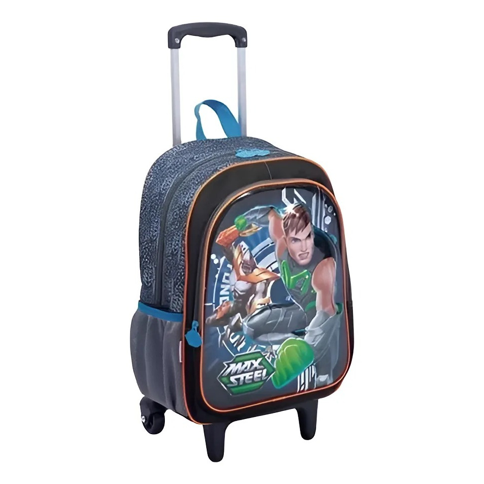 Mochila Rodinhas Max Steel Tam G 19x 3d Sestini 2019 Robô Cor Preto
