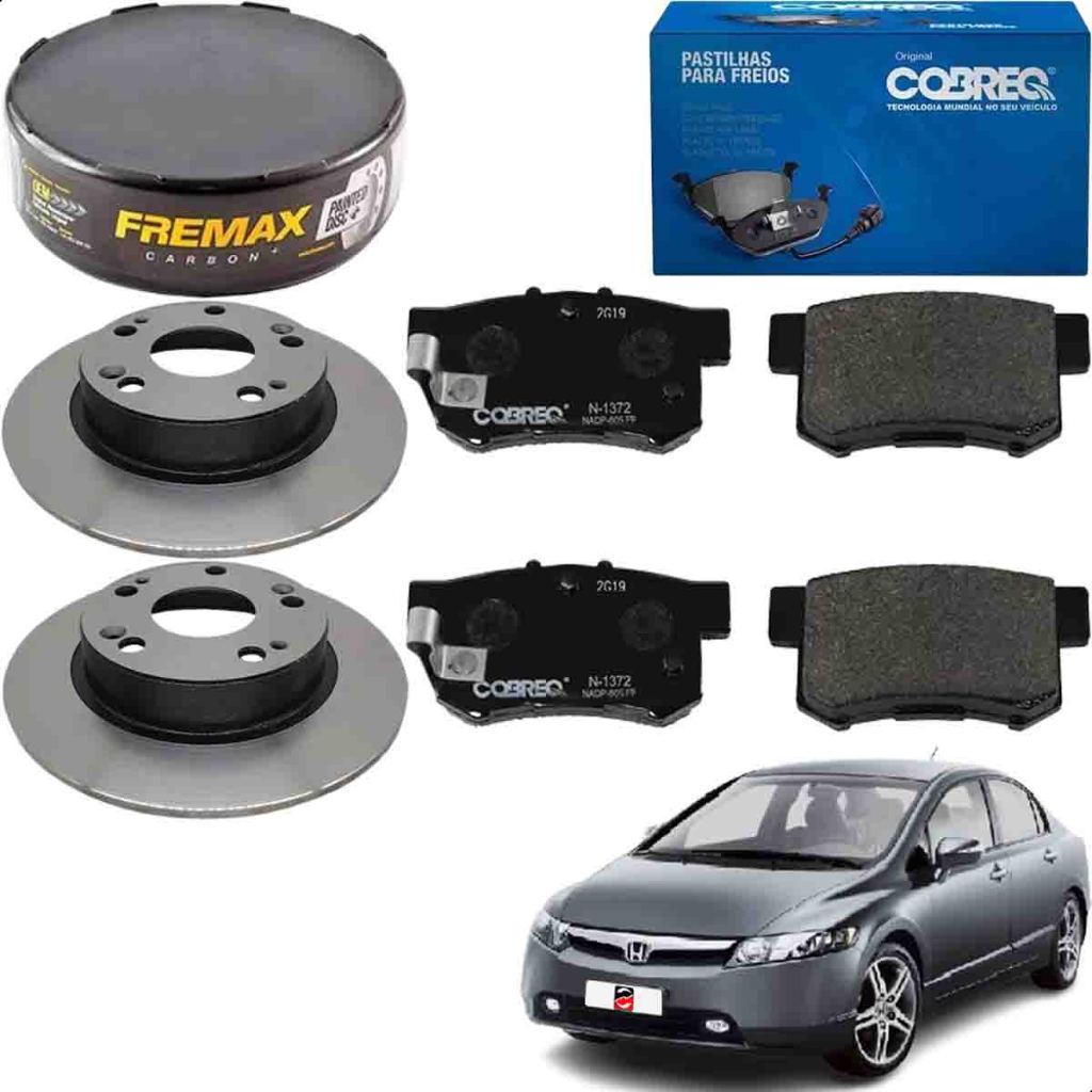 Kit Disco de Freio + Pastilhas Traseira Honda Civic 2.0 2007/2012... em Oferta na Shopee