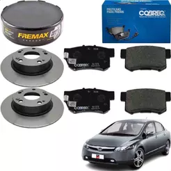Kit Disco de Freio + Pastilhas Traseira Honda Civic 2.0 2007/2012...