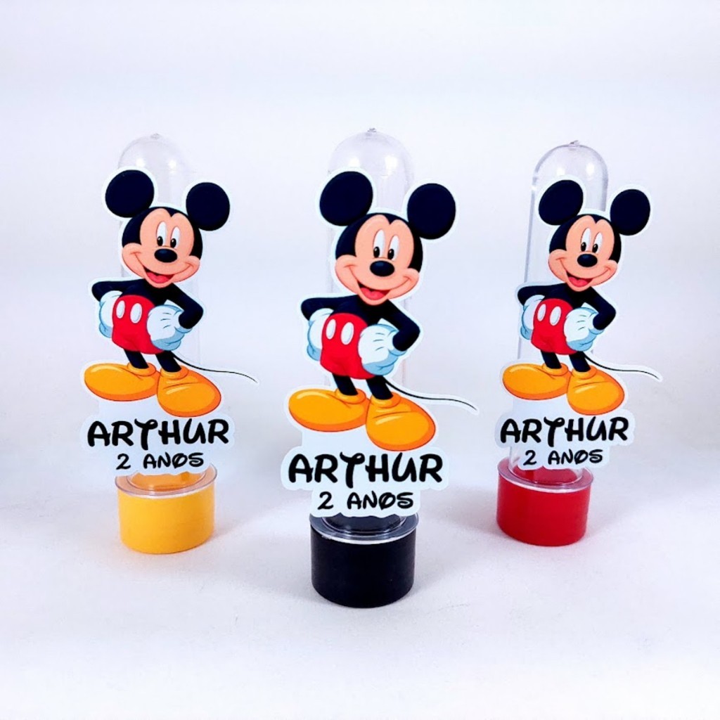 Apliques Mickey para Tubete Personalizado com Nome e Idade | Topper Lembrancinha Festa Infantil