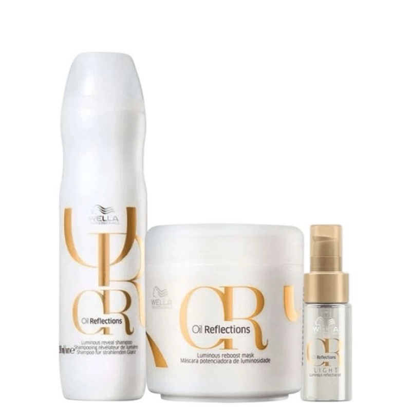 Kit Wella Oil Reflections Shampoo + Máscara + Óleo Light 30ml – Tratamento Profissional para Brilho e Nutrição