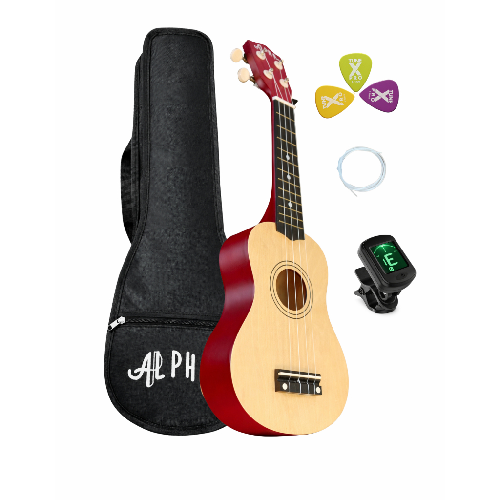 Kit Ukulele Soprano Alpha Ambidestro Infantil Iniciante com Bag Palheta + afinador digital em Oferta na Shopee