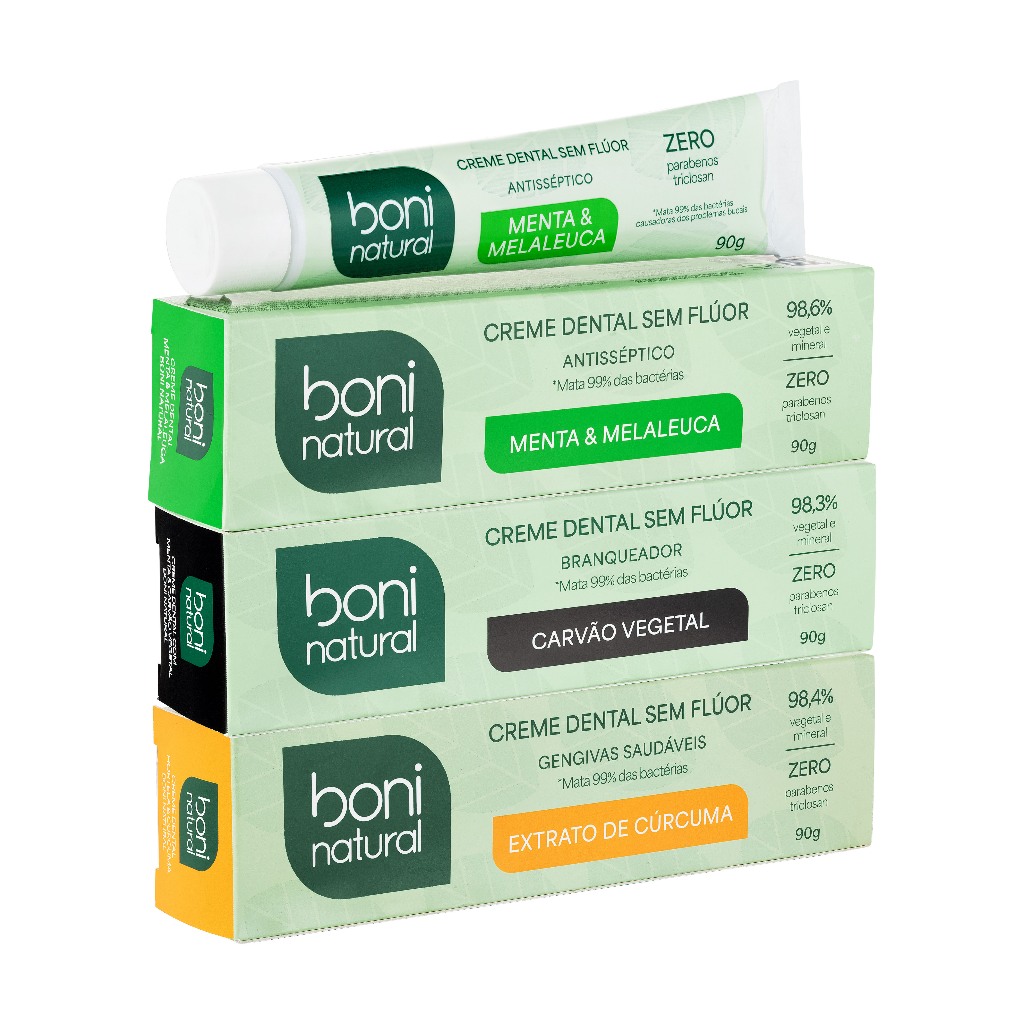 KIT 3 Cremes Dentais Mistos 90g Boni Natural
