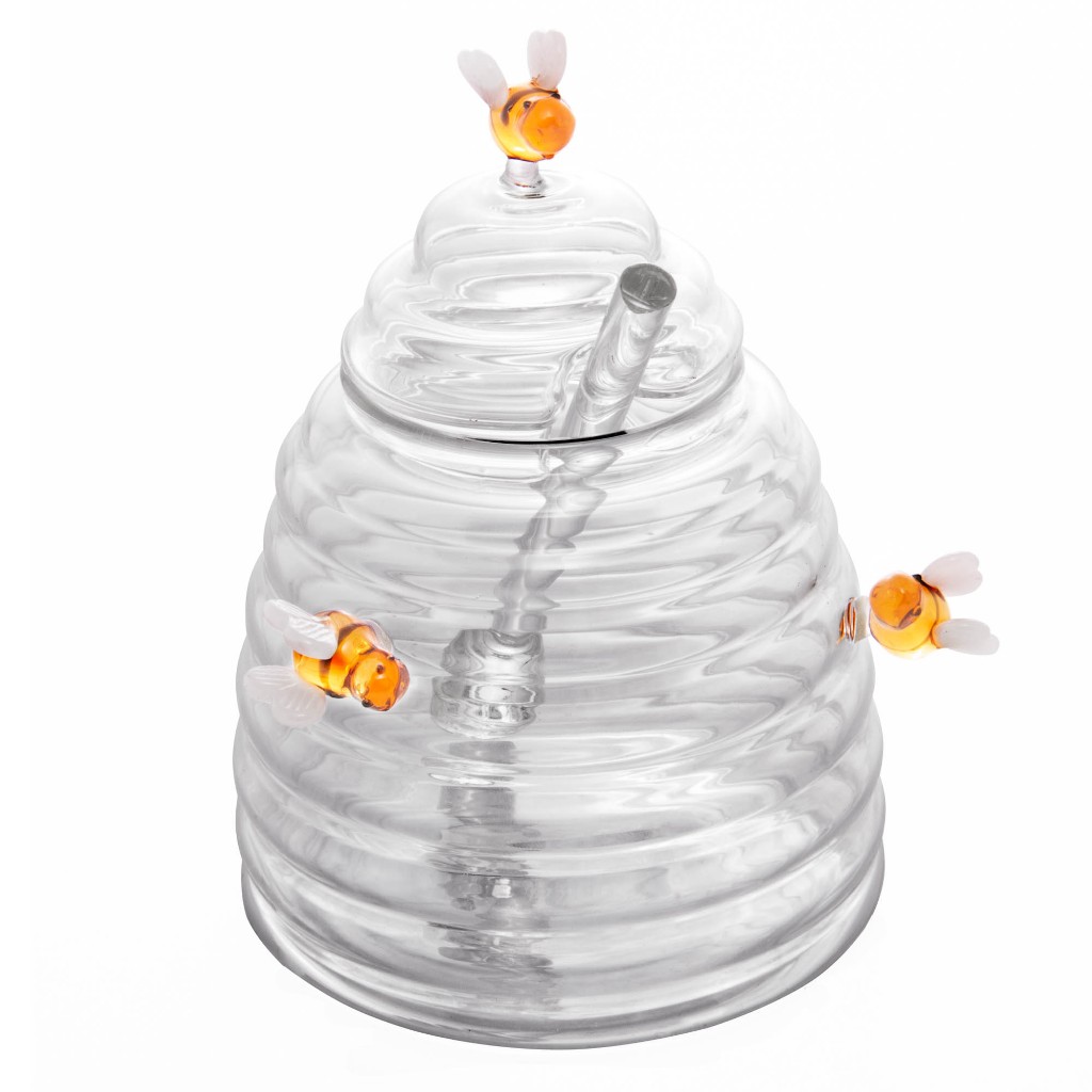 Açucareiro de Vidro com Colher e Tampa Lovely Bee 470ml - Lyor
