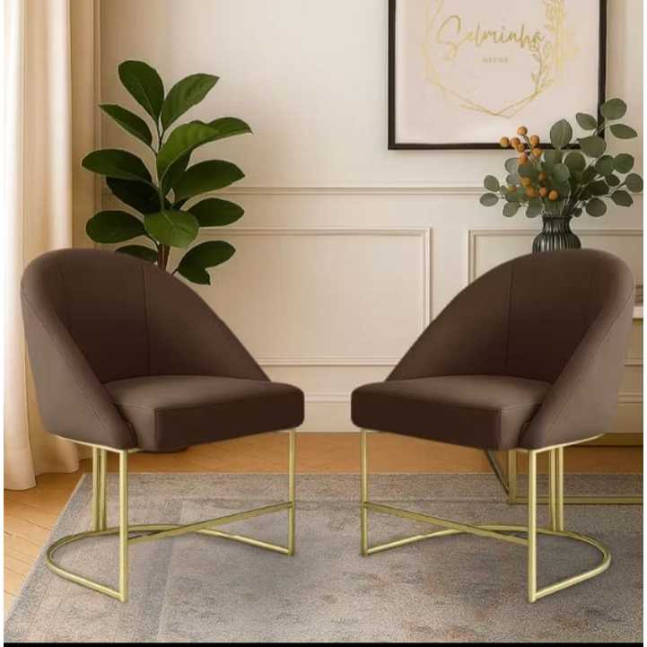 kit 2 Cadeira de Jantar Lua Decorativa Poltrona Lua Sala de Estar Salão Quarto Estética Recepção