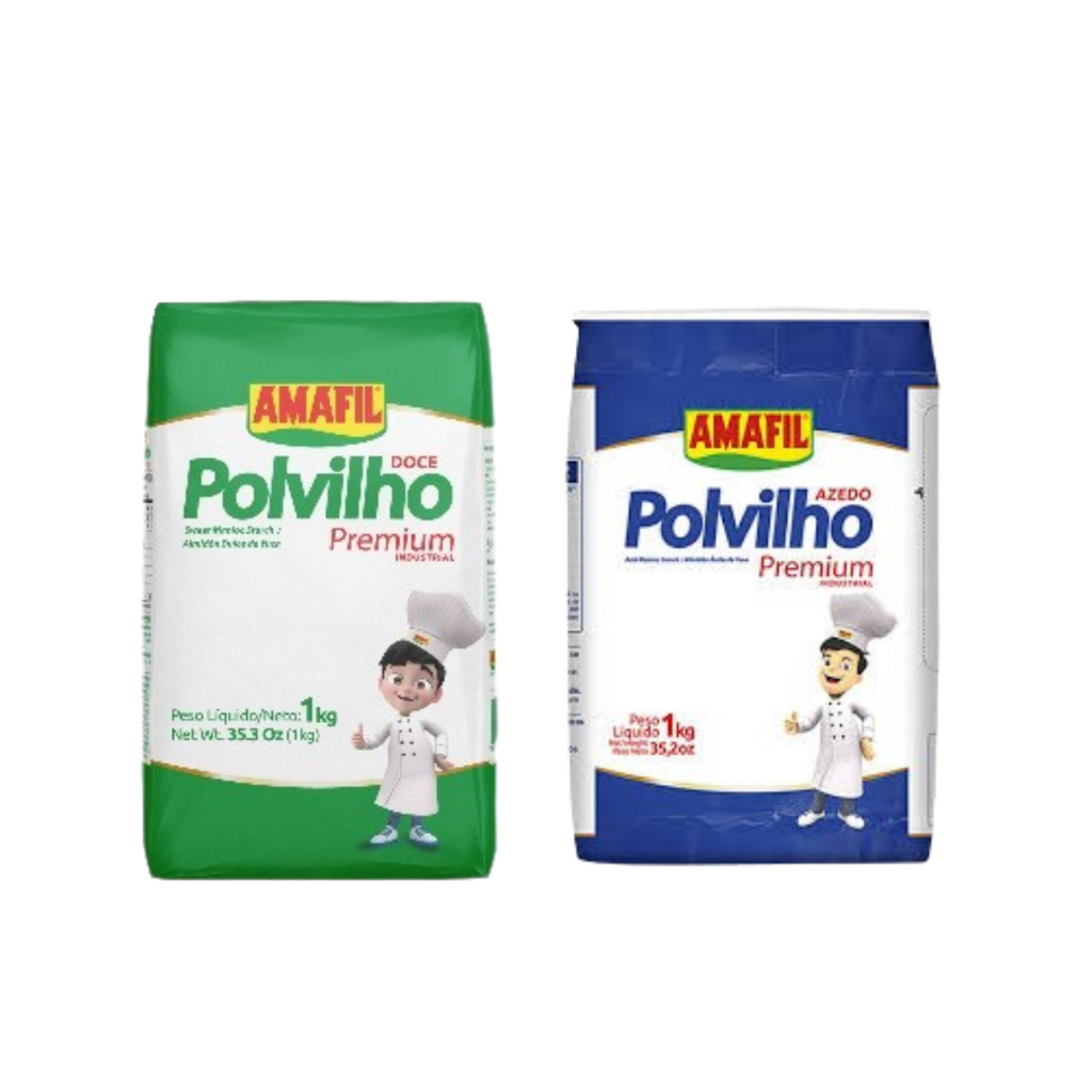 Polvilho 1 Doce 1 Azedo Premium Amafil 1kg Papel - Kit 2 UNIDADES